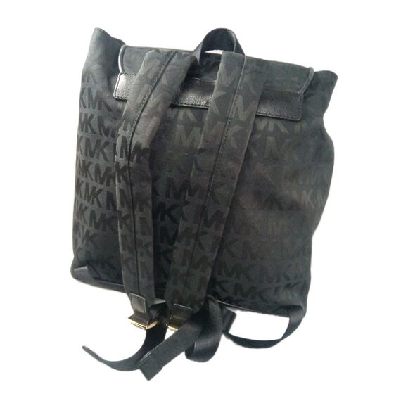 Michael Kors Jet Set Signature Flap Backpack Bag Black Retail $298